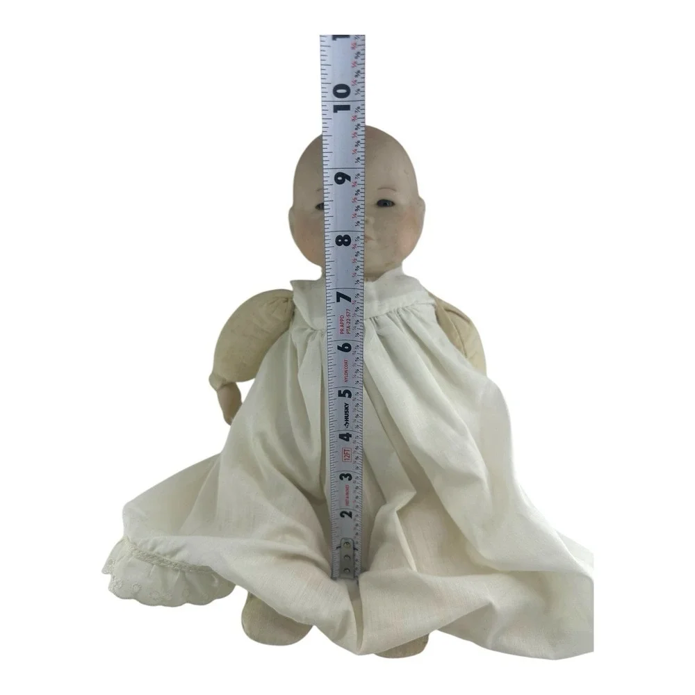 For Repair: Antique Bisque‎ Baby Doll Porcelain Head Hands Glass Eyes Cloth Body